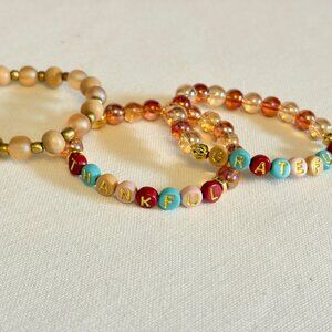 Handmade Beaded Bracelet Set –Gold & Nude Neutral Stack